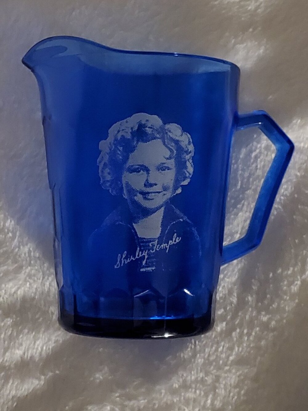 Shirley Temple Creamer or Small Pitcher Cobalt Blue Glass - EUC!